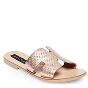 Steven By Steve Madden Rose Gold Metallic Grady Leather Slide Sandals 8